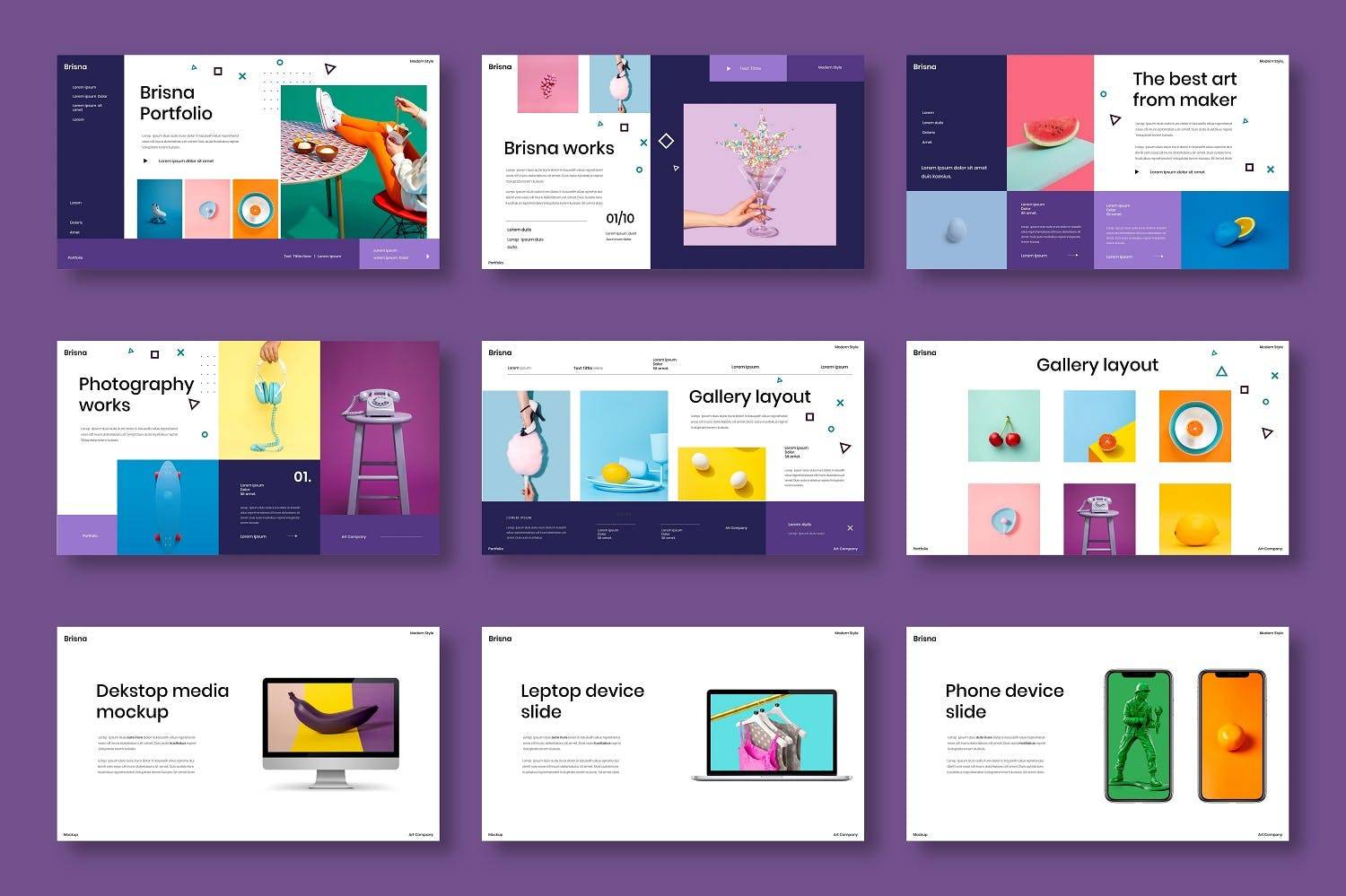 K0434 创意多通途明亮商业公司摄影作品集Keynote模板 Brisna – Business Keynote Template-演示喵HUB