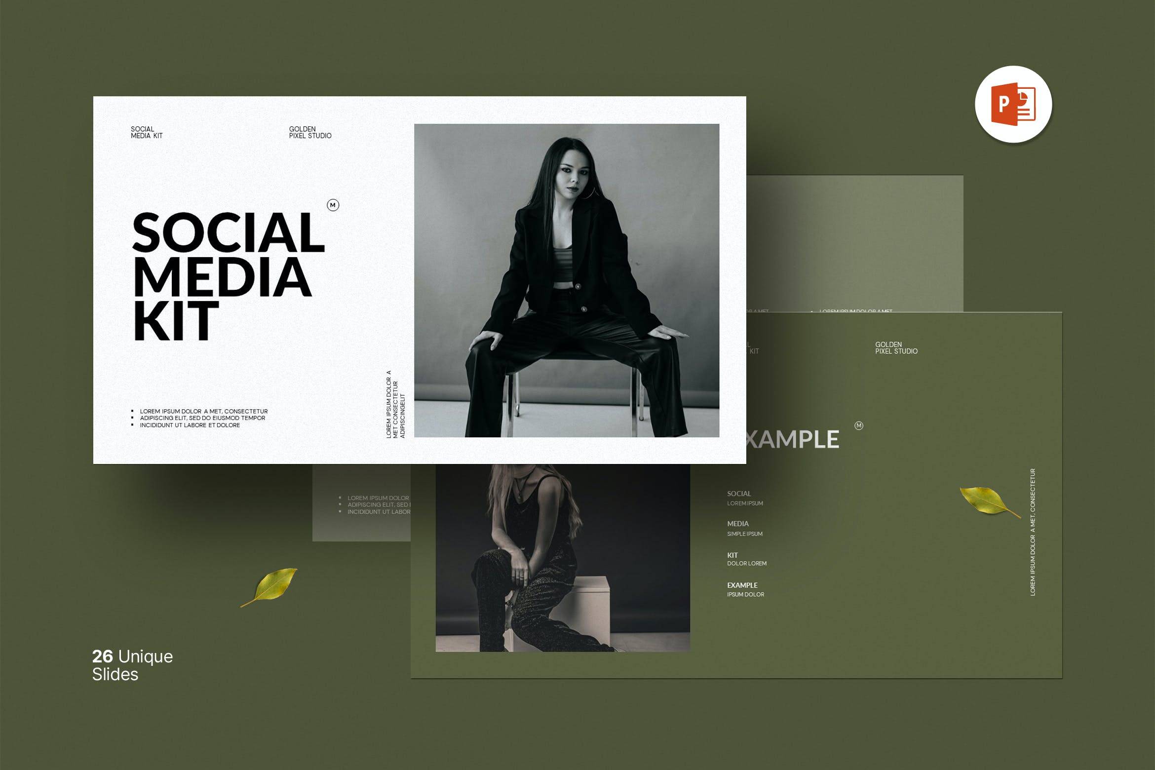 K0435 创意个人艺术摄影作品集简历PPT+Keynote模版 Social Media Kit Presentation Template-演示喵HUB