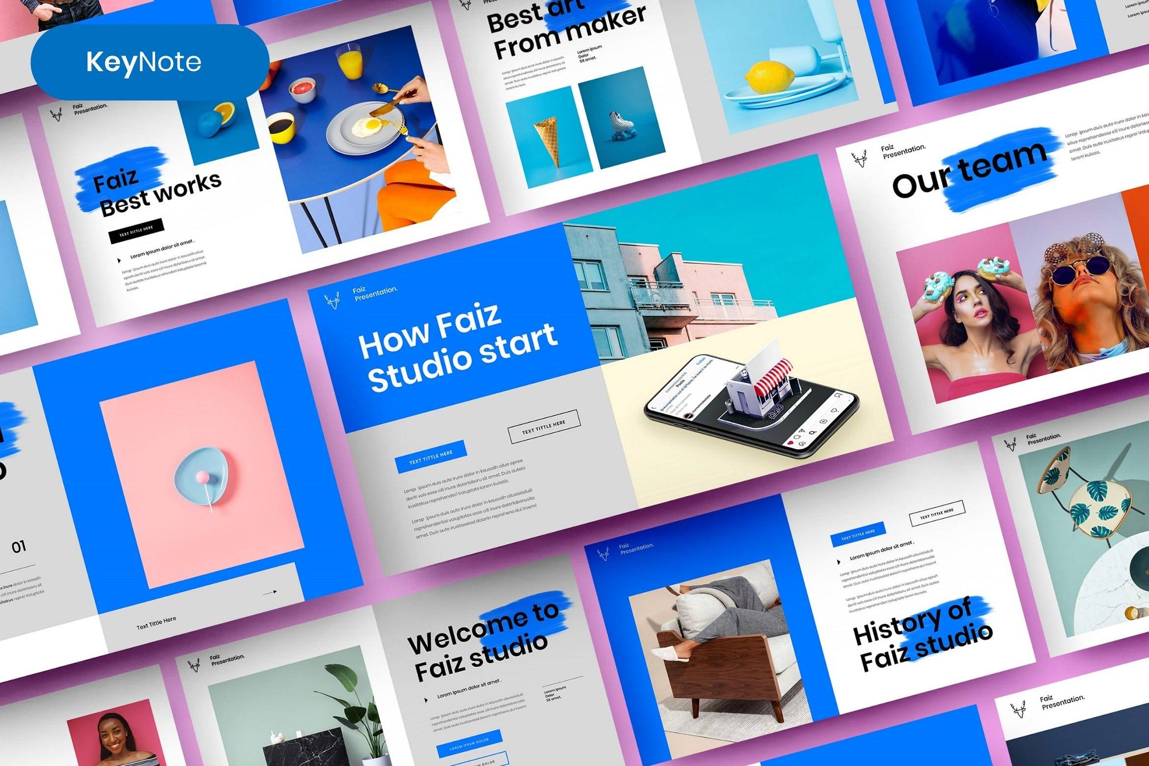 K0437 多用途个人作品集商业公司简介摄影宣传Keynote模板 Faiz – Business Keynote Template-演示喵HUB