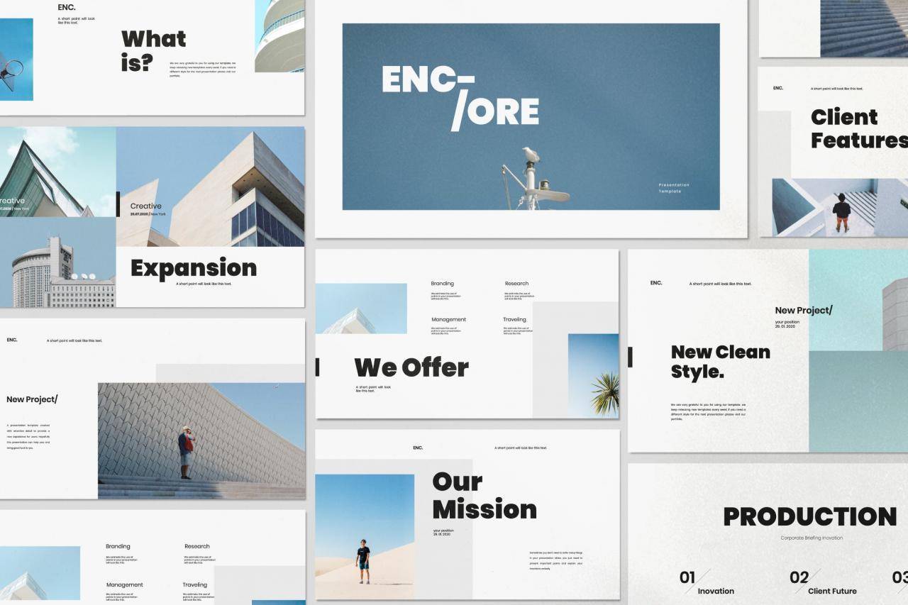 K0442 极简建筑个人简历设计作品集Keynote模板 Encore – Minimal Business Keynote Corporate-演示喵HUB
