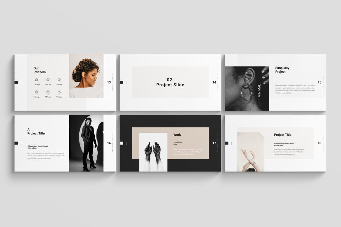 K0446 简单黑白风格个人艺术作品集展示幻灯片Keynote模板 Simplicity Keynote Presentation Template-演示喵HUB