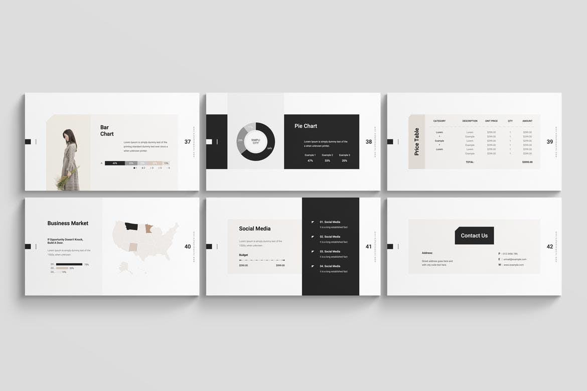 K0446 简单黑白风格个人艺术作品集展示幻灯片Keynote模板 Simplicity Keynote Presentation Template-演示喵HUB
