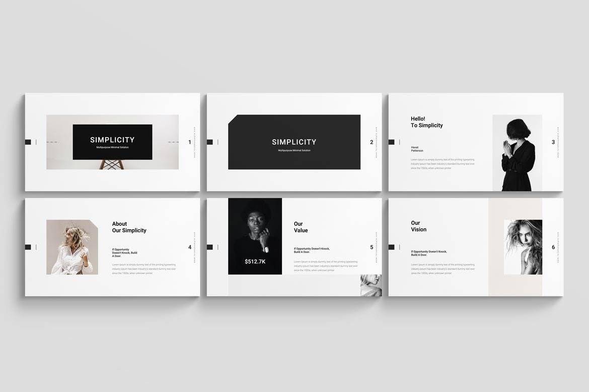 K0446 简单黑白风格个人艺术作品集展示幻灯片Keynote模板 Simplicity Keynote Presentation Template-演示喵HUB