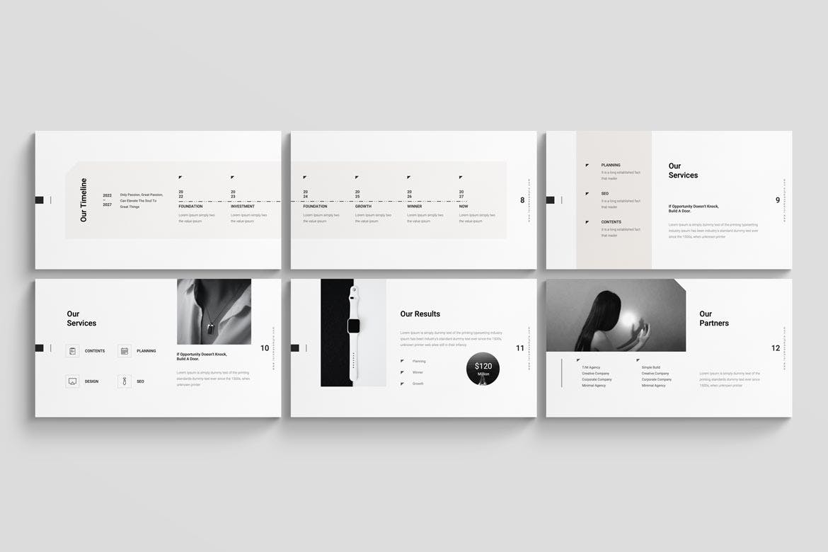 K0446 简单黑白风格个人艺术作品集展示幻灯片Keynote模板 Simplicity Keynote Presentation Template-演示喵HUB