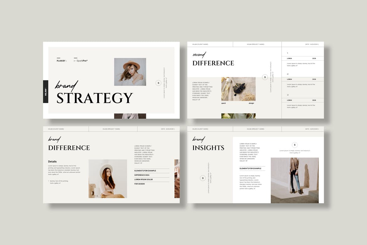 K0450 简洁优雅品牌战略计划发展规划排版PPT+Keynote模版 Brand Strategy Template-演示喵HUB