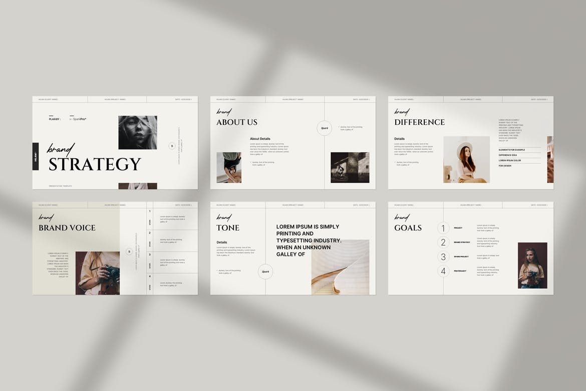 K0450 简洁优雅品牌战略计划发展规划排版PPT+Keynote模版 Brand Strategy Template-演示喵HUB