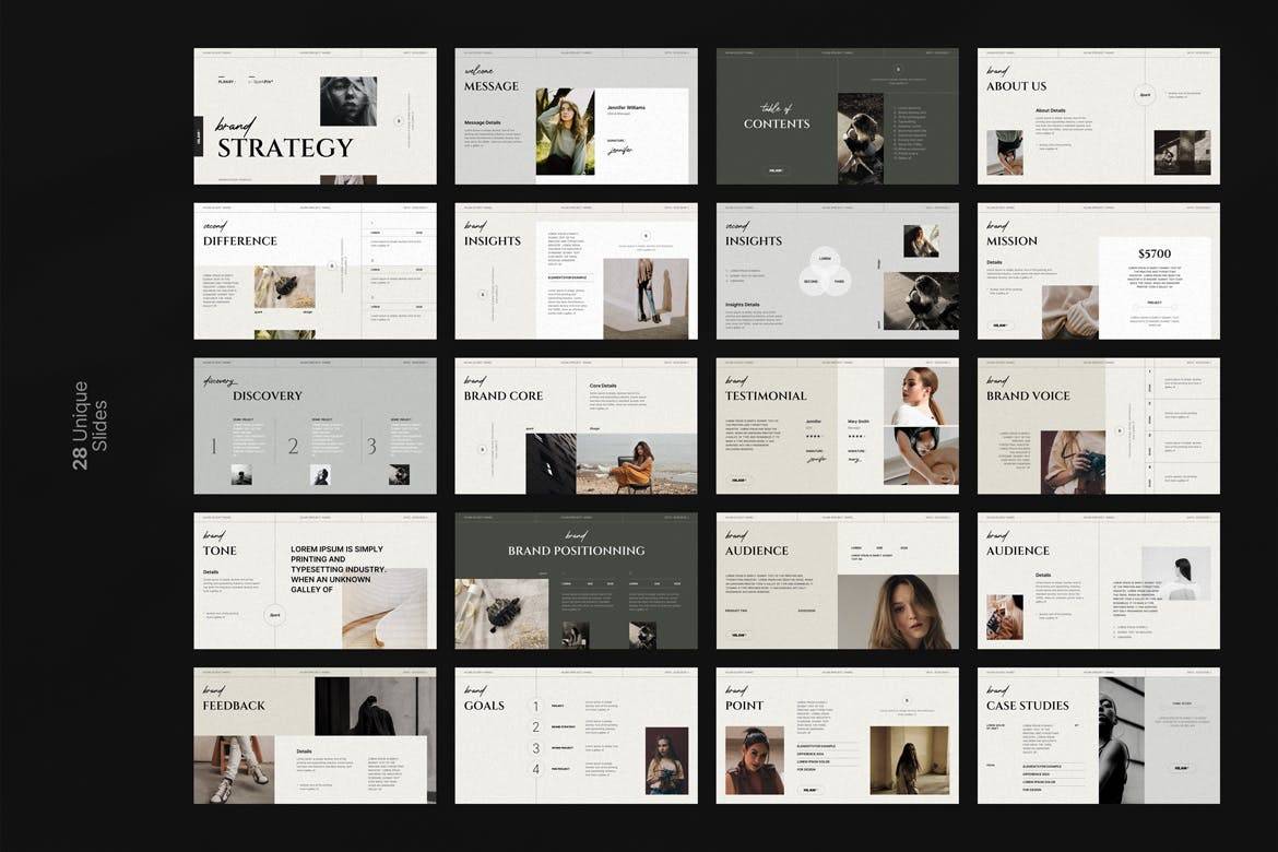 K0450 简洁优雅品牌战略计划发展规划排版PPT+Keynote模版 Brand Strategy Template-演示喵HUB