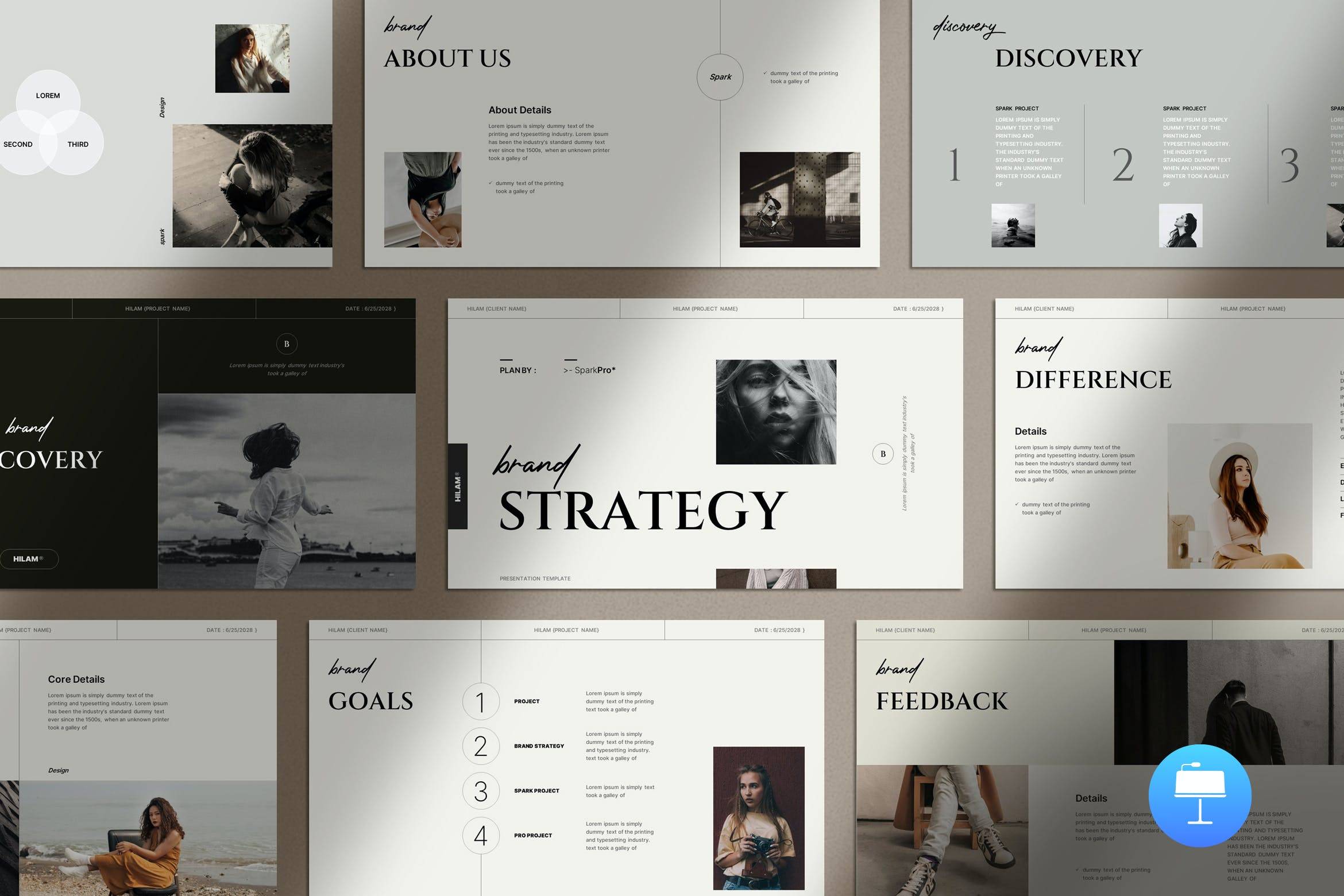 K0450 简洁优雅品牌战略计划发展规划排版PPT+Keynote模版 Brand Strategy Template-演示喵HUB