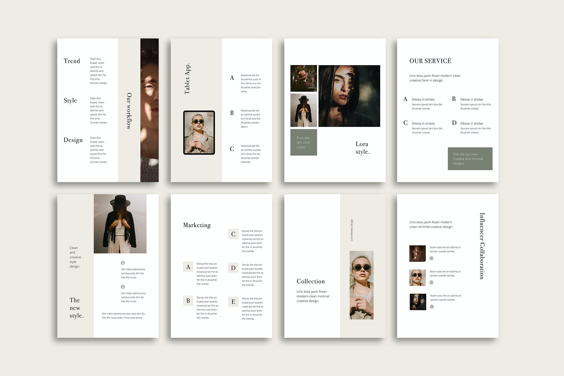 K0452 莫兰迪色系竖版杂志画册个人作品集简历Keynote模板 LORA - Vertical Keynote Template-演示喵HUB