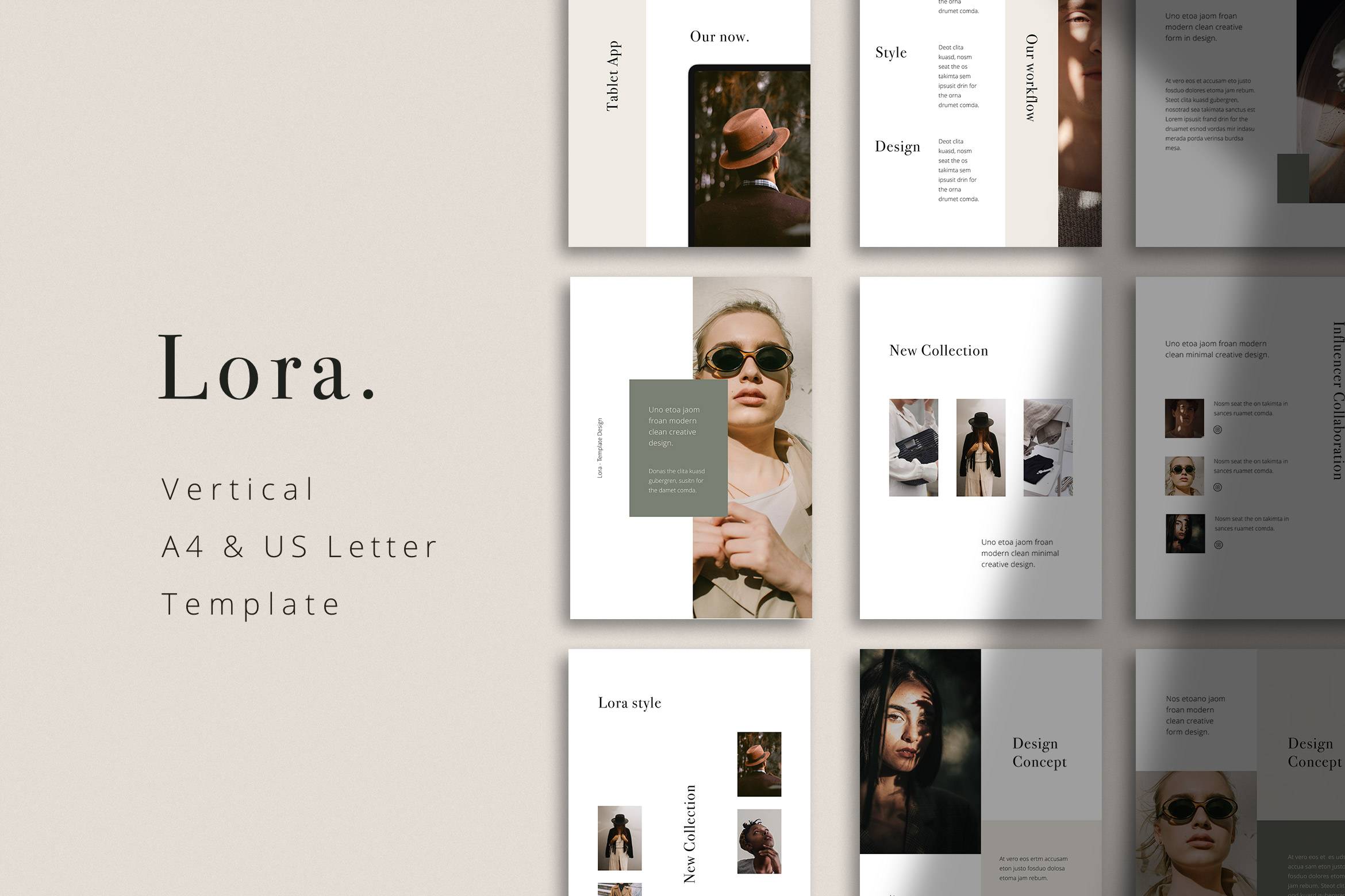 K0452 莫兰迪色系竖版杂志画册个人作品集简历Keynote模板 LORA - Vertical Keynote Template-演示喵HUB