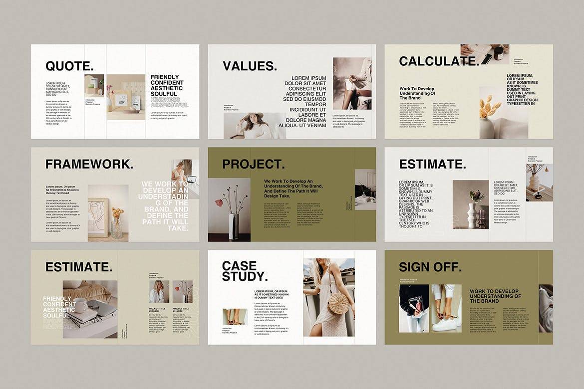 K0453 莫兰迪色系优雅时尚轻奢女性项目品牌介绍Keynote模板 Brand Proposal Keynote Template-演示喵HUB