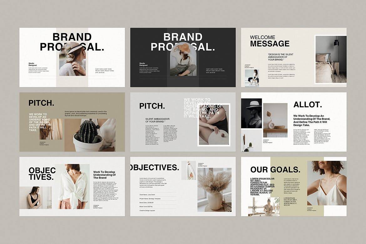 K0453 莫兰迪色系优雅时尚轻奢女性项目品牌介绍Keynote模板 Brand Proposal Keynote Template-演示喵HUB