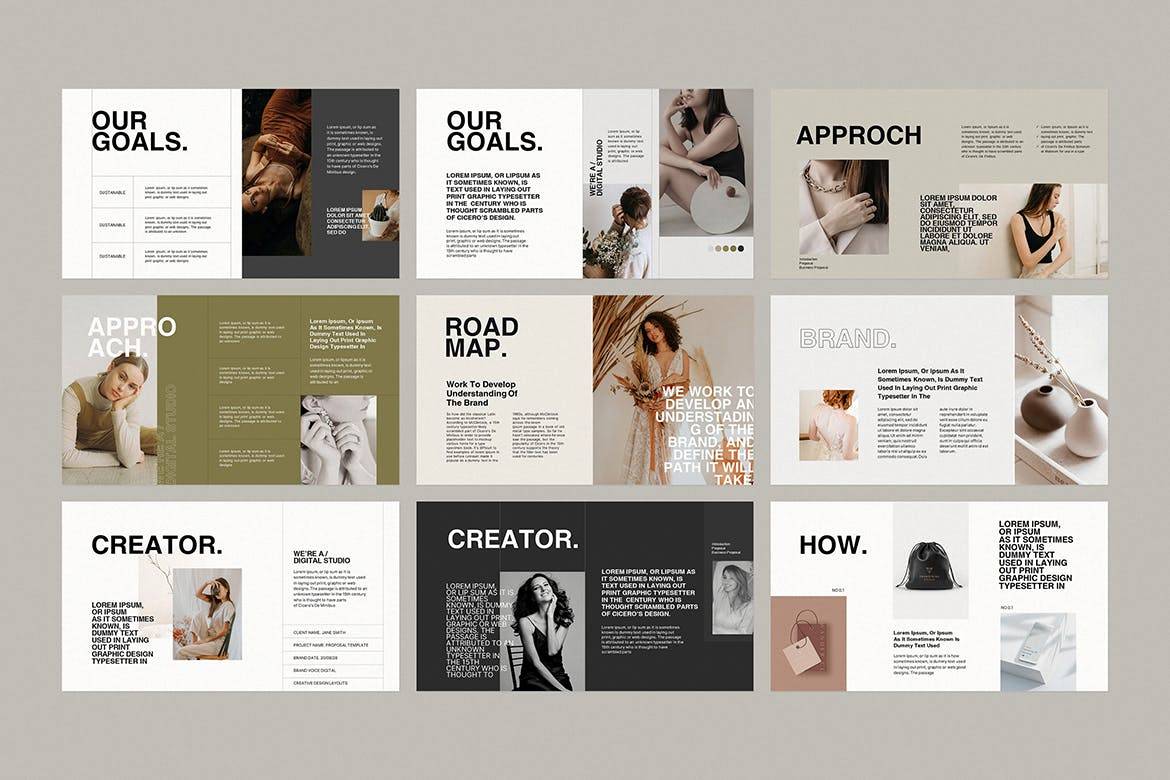 K0453 莫兰迪色系优雅时尚轻奢女性项目品牌介绍Keynote模板 Brand Proposal Keynote Template-演示喵HUB