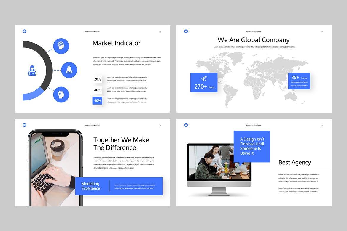 K0454 商务蓝色简洁企业介绍市场调研数据分析报告PPT模版 Business Proposal Powerpoint-演示喵HUB
