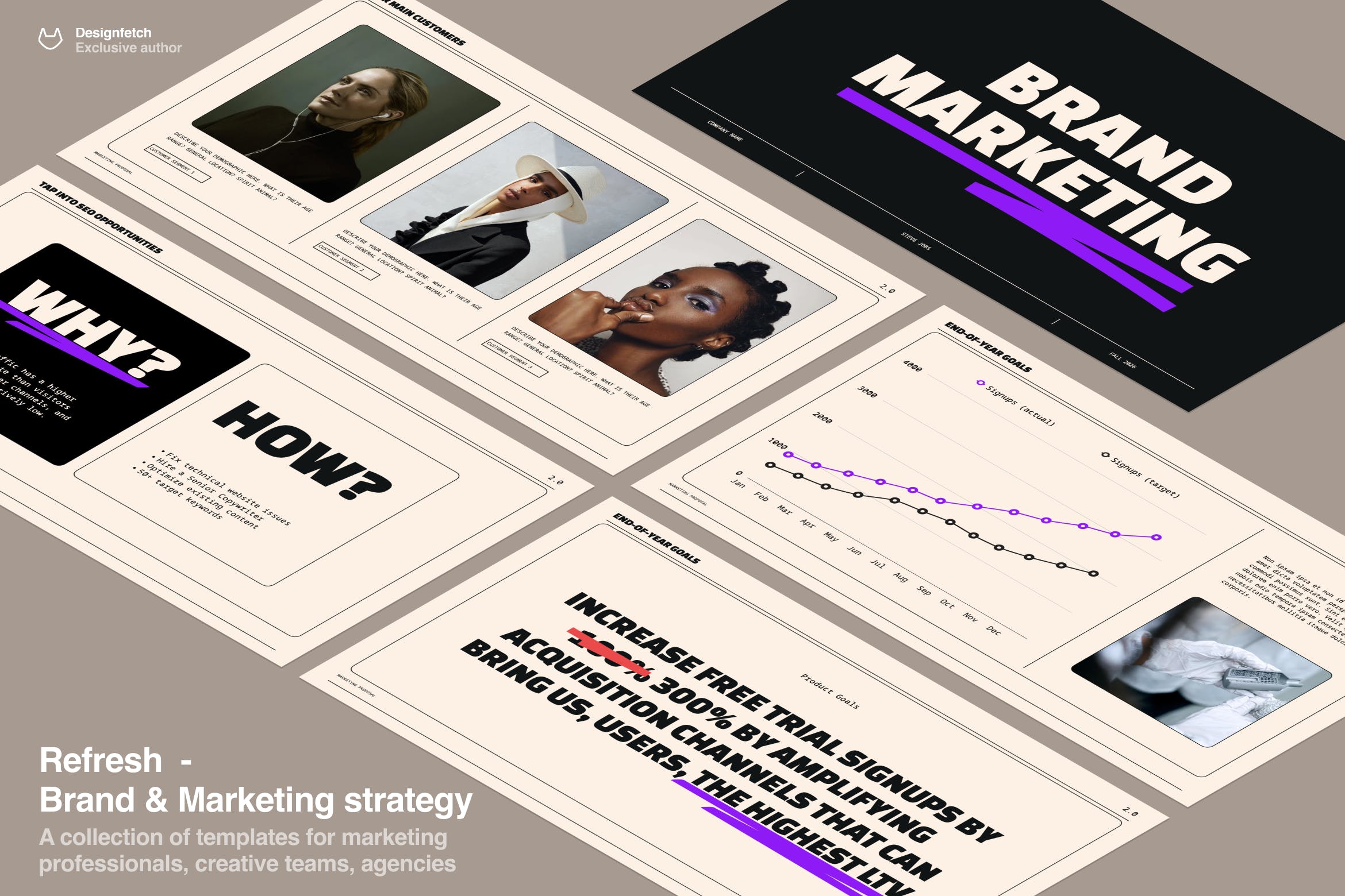 K0456 时尚创意品牌营销策划案落地广告设计作品集Keynote模板 Brand & Marketing template-演示喵HUB