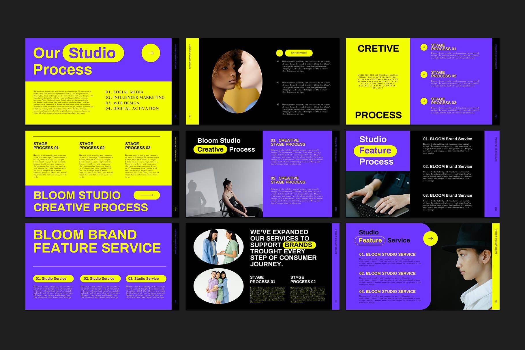 K0464 时尚主题人物团队介绍PPT+Keynote模版 BLOOM - Keynote Media Kit-演示喵HUB