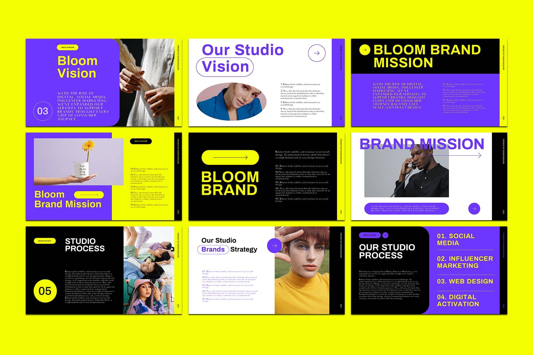 K0464 时尚主题人物团队介绍PPT+Keynote模版 BLOOM - Keynote Media Kit-演示喵HUB