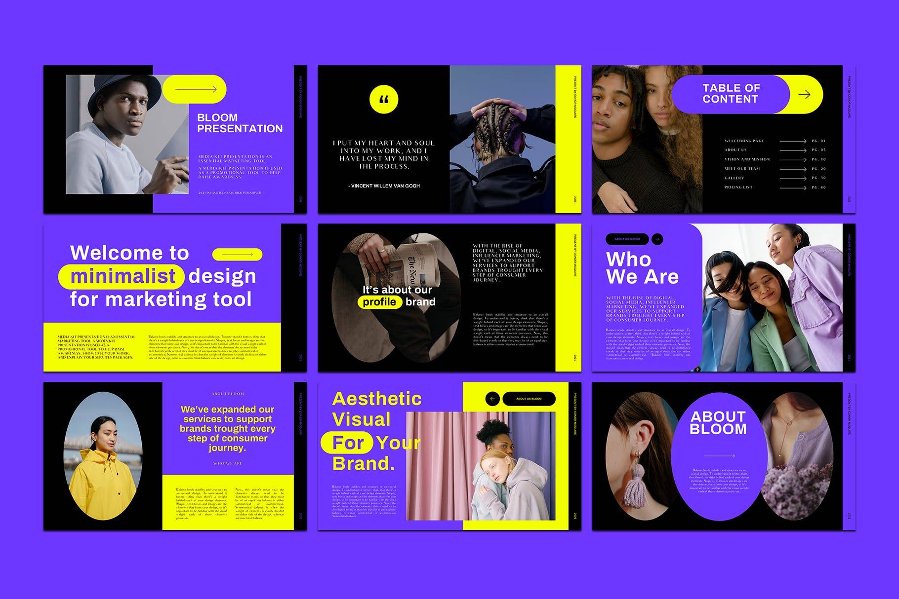 K0464 时尚主题人物团队介绍PPT+Keynote模版 BLOOM - Keynote Media Kit-演示喵HUB