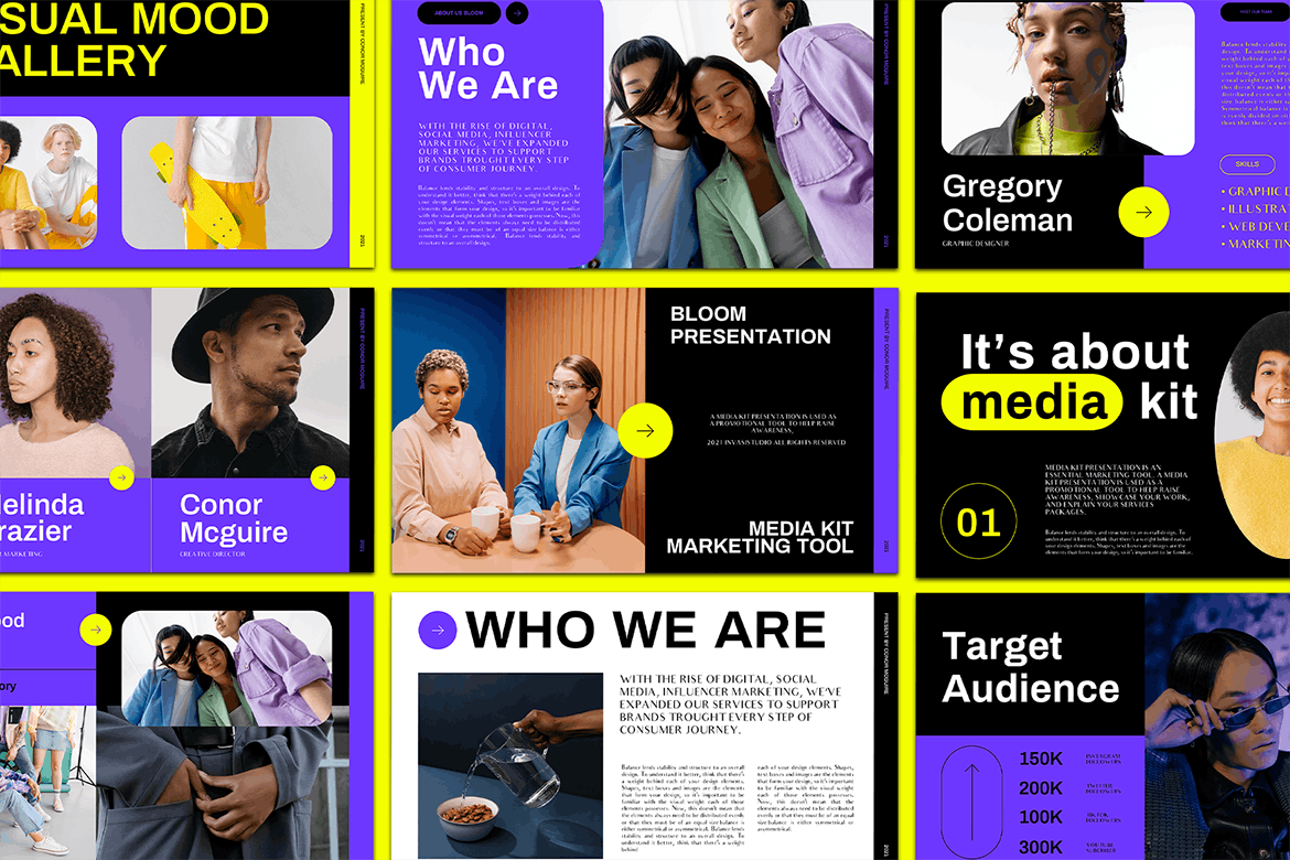 K0464 时尚主题人物团队介绍PPT+Keynote模版 BLOOM - Keynote Media Kit-演示喵HUB