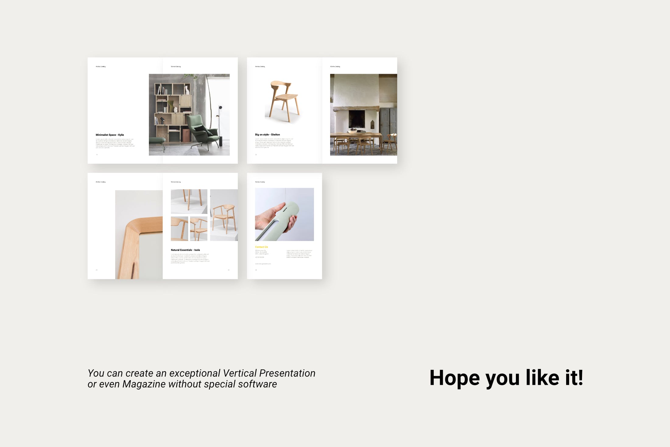 K0465 竖版极简家居家具目录产品画册展示PPT+Keynote模板 Wonka - Vertical Catalogue Presentation-演示喵HUB
