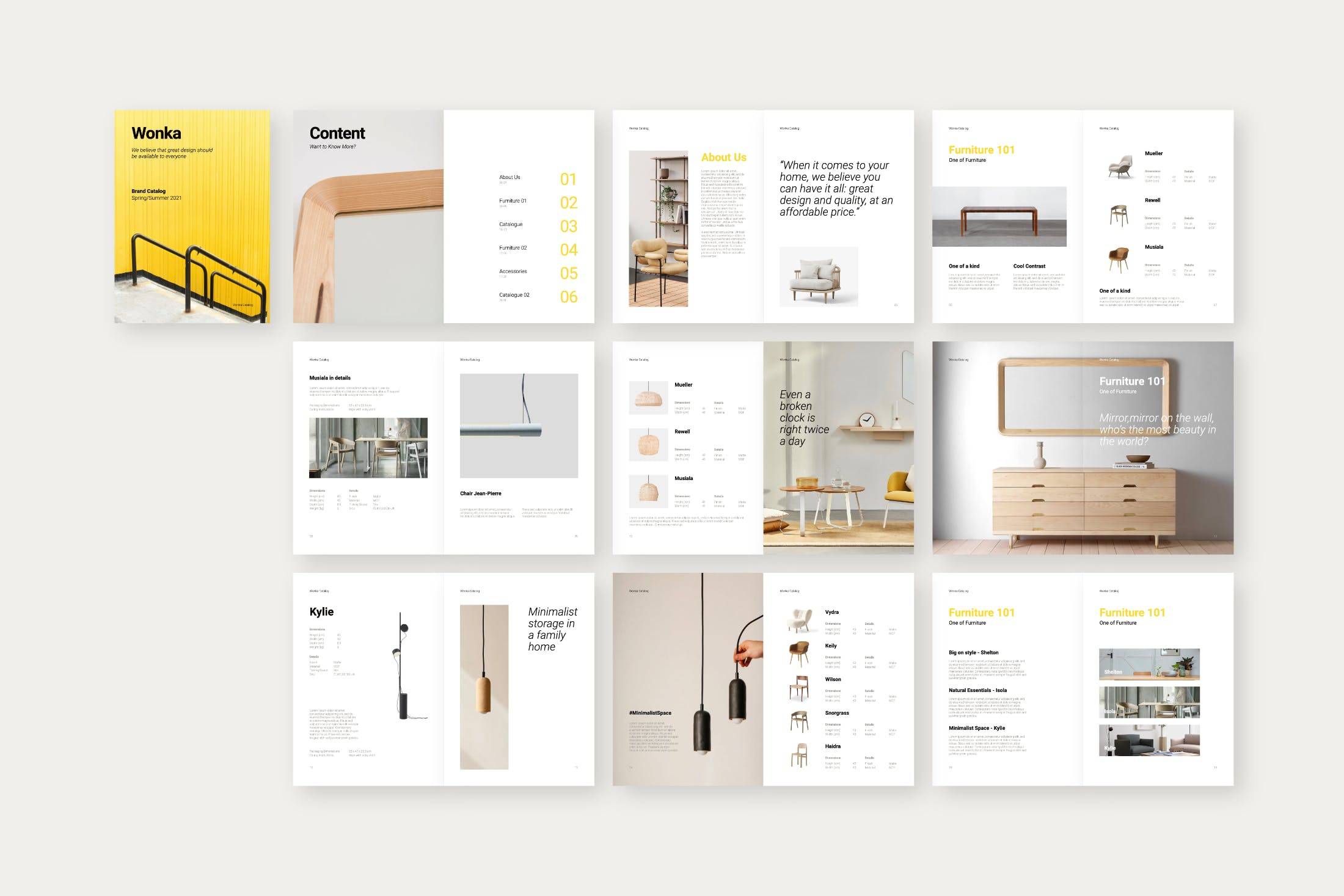 K0465 竖版极简家居家具目录产品画册展示PPT+Keynote模板 Wonka - Vertical Catalogue Presentation-演示喵HUB