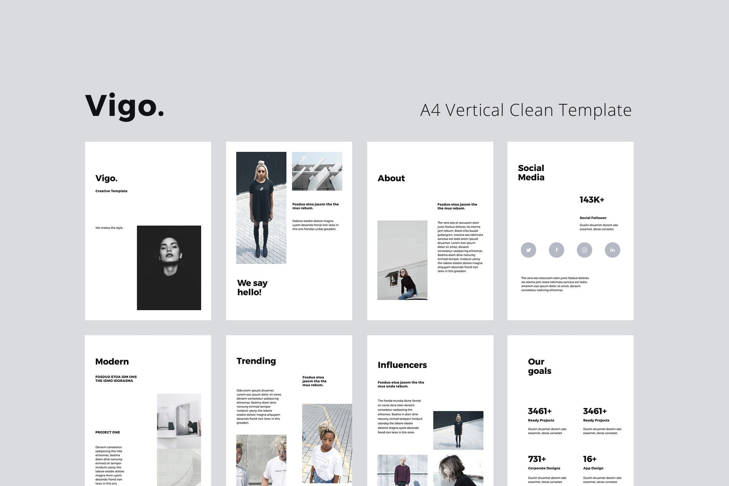 K0466 竖版简洁个人简历摄影设计作品集Keynote模板 VIGO - Vertical Keynote Template-演示喵HUB