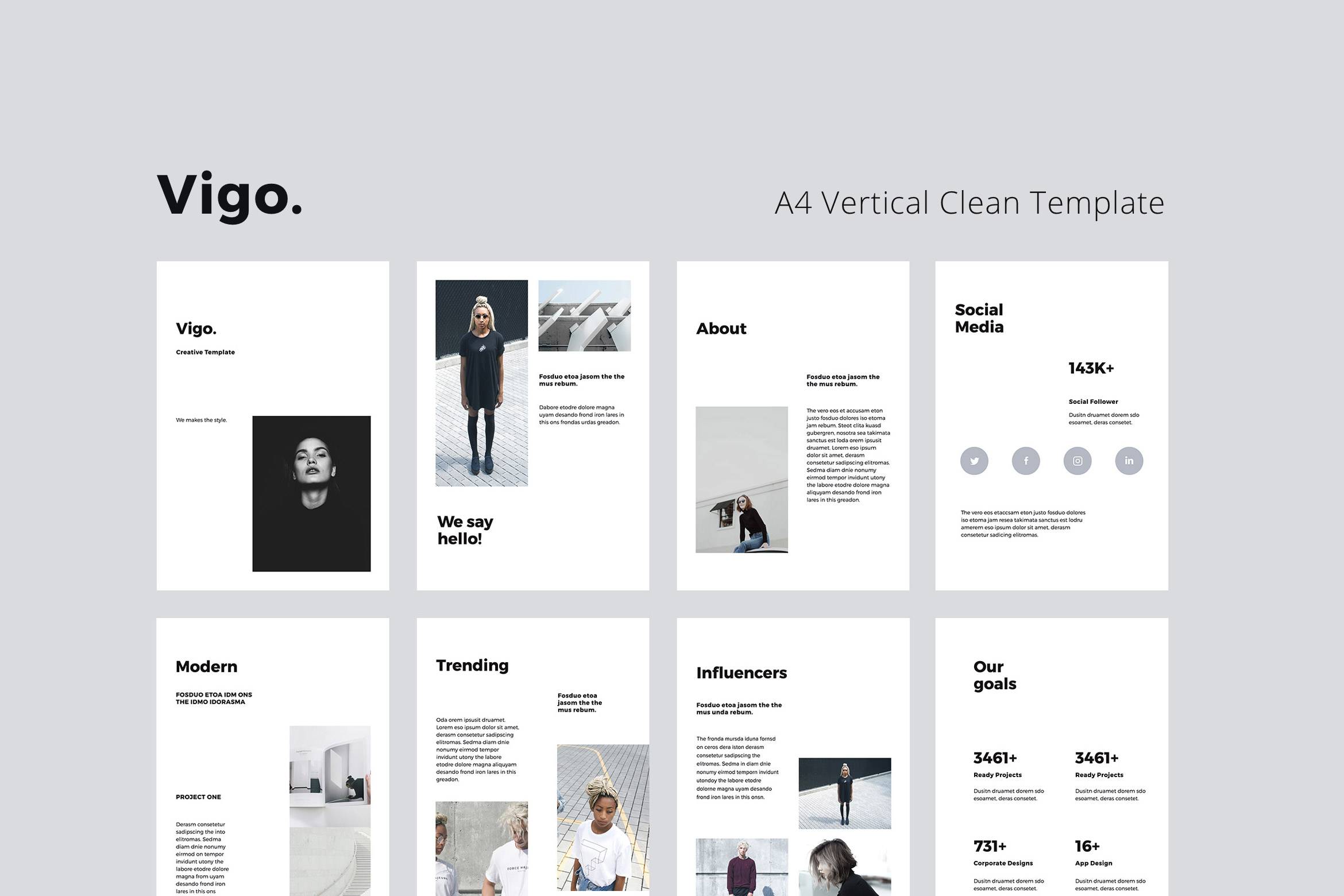 K0466 竖版简洁个人简历摄影设计作品集Keynote模板 VIGO - Vertical Keynote Template-演示喵HUB