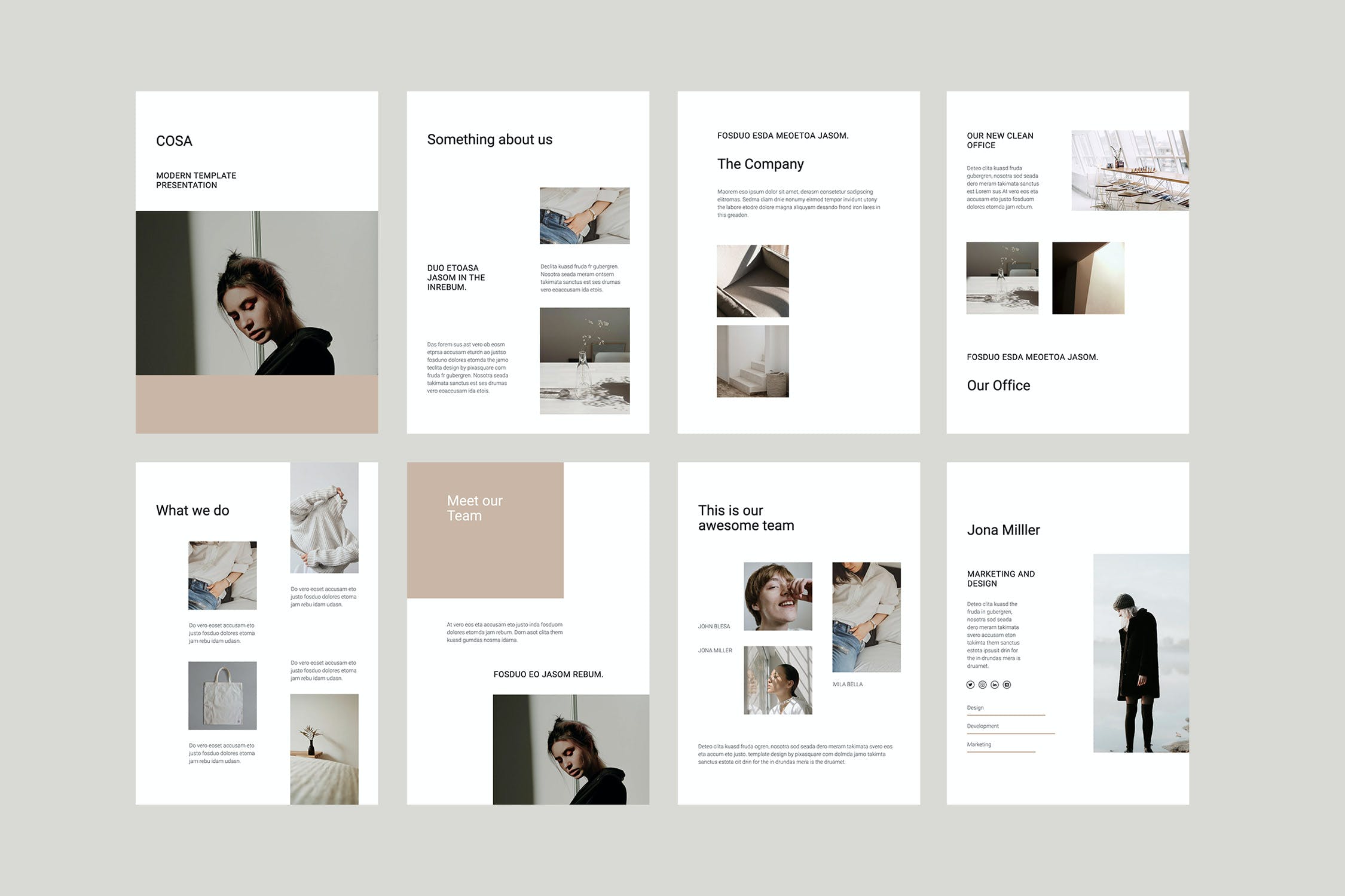 K0468 竖版简洁个人设计作品集简历品牌介绍Keynote模板 COSA - A4 Vertical Keynote Template-演示喵HUB