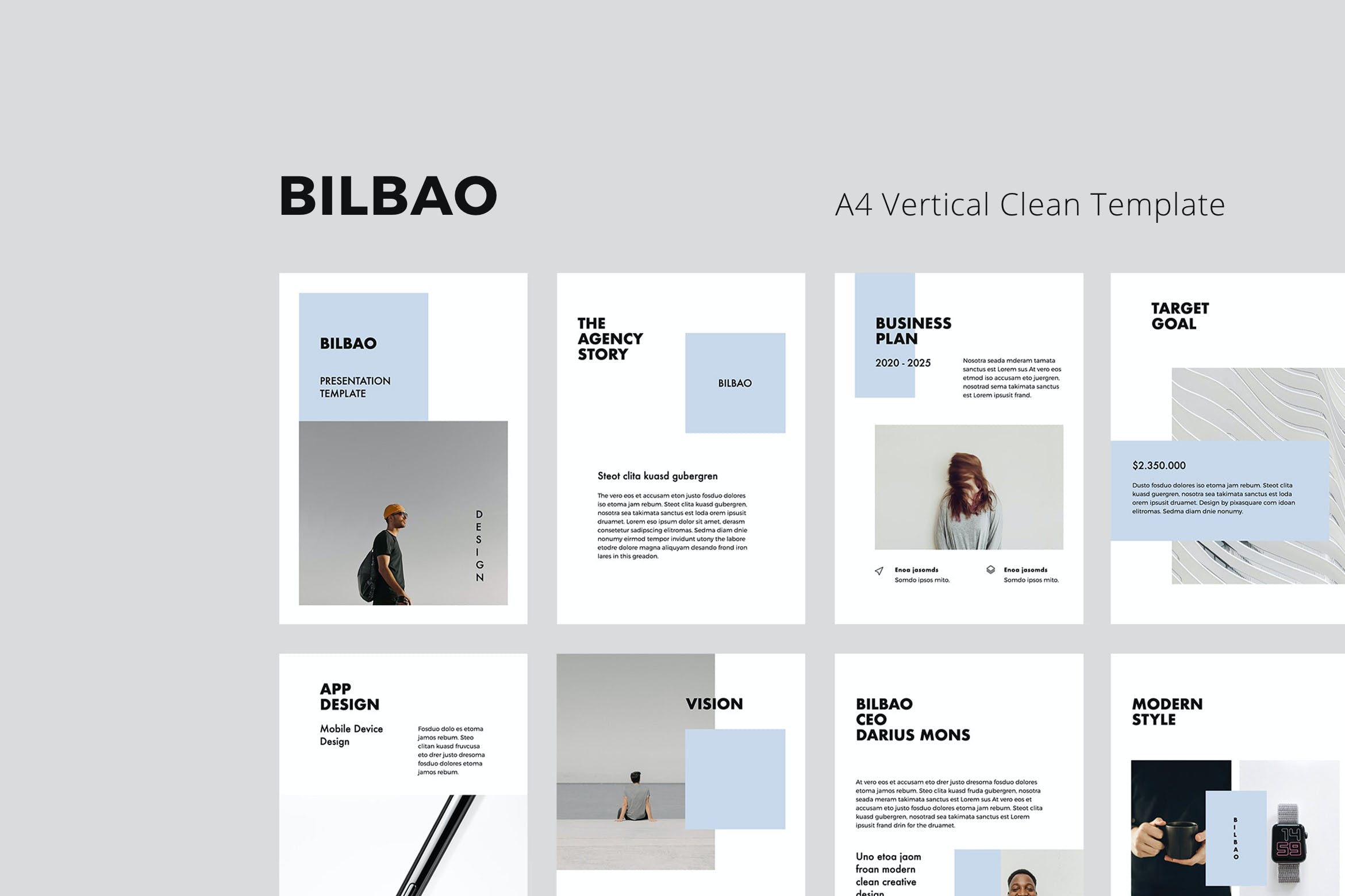 K0469 竖版简洁个人摄影设计作品集简历Keynote模板 BILBAO - A4 Vertical Keynote Template-演示喵HUB