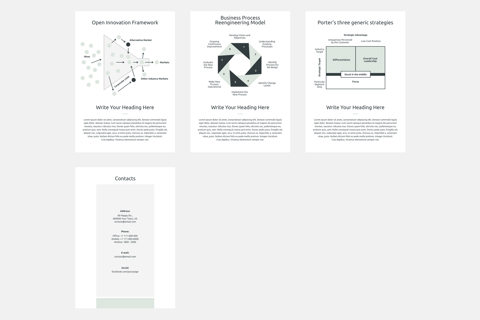 K0471 竖版商业数据报表市场调查行业分析Keynote模板 Vertical Business Strategy Two Keynote Template-演示喵HUB