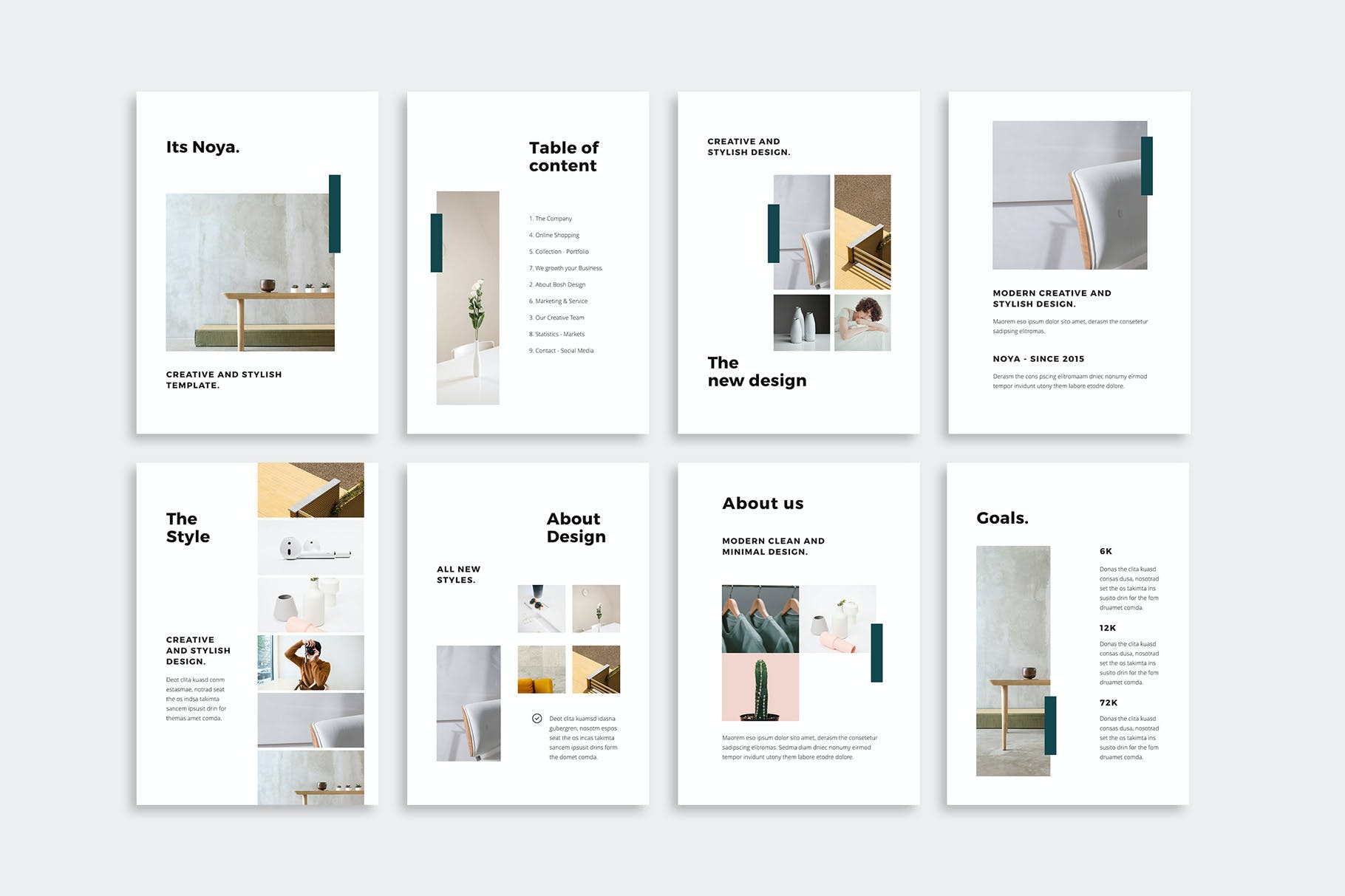 K0473 竖版现代书籍画册作品集展示Keynote模板 NOYA - Vertical Keynote Template-演示喵HUB