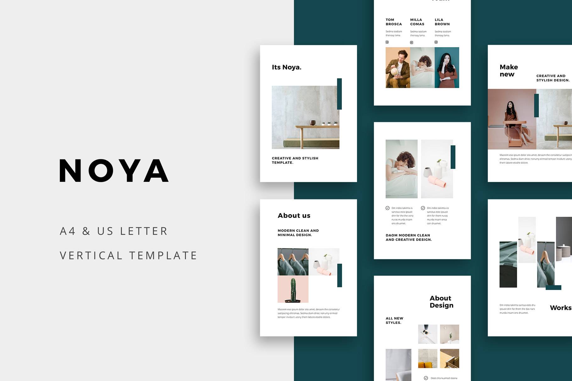 K0473 竖版现代书籍画册作品集展示Keynote模板 NOYA - Vertical Keynote Template-演示喵HUB
