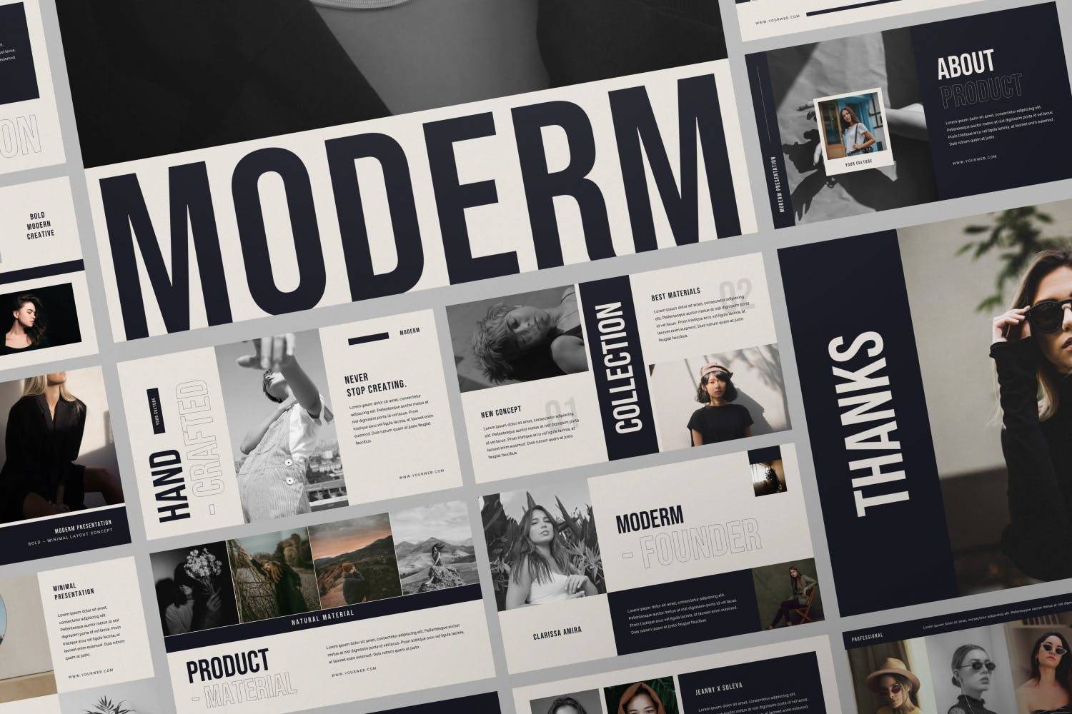 K0474 现代创意主题时尚摄影设计作品集演示Keynote模板 Moderm Creative Keynote Presentation-演示喵HUB