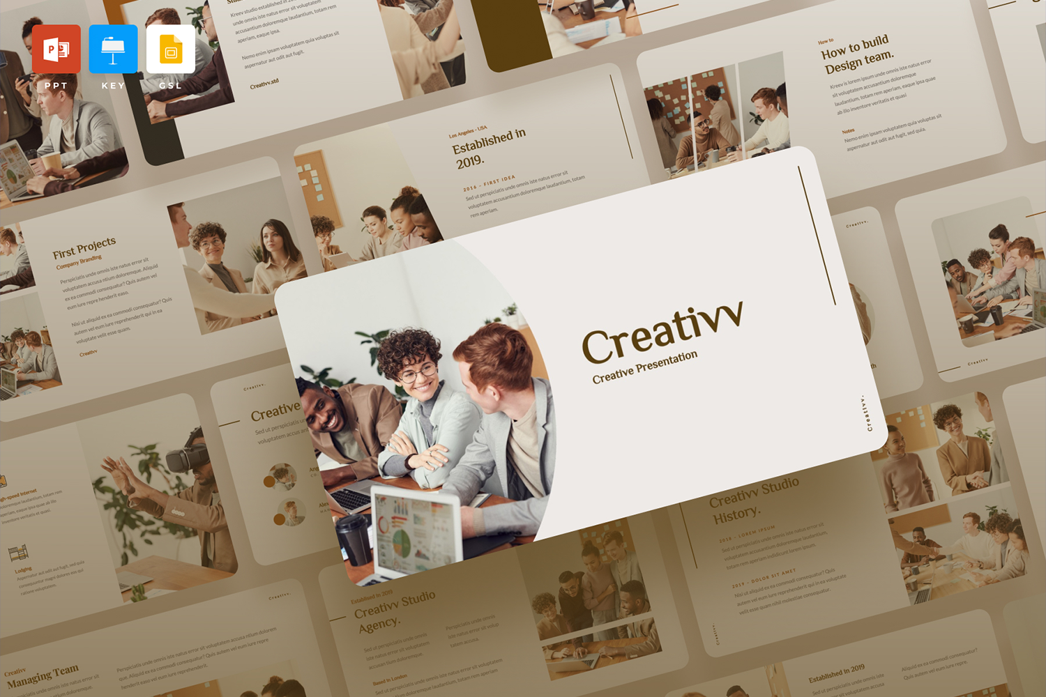 K0476 现代简洁创意公司简介个人简历业务投资PPT+Keynote模版 Creativv Presentation-演示喵HUB
