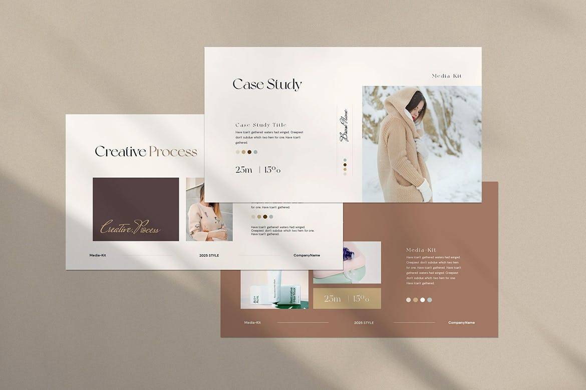 K0478 优雅轻奢女性产品莫兰迪风主题发布PPT+Keynote模版 Gloriya Media Kit Template-演示喵HUB