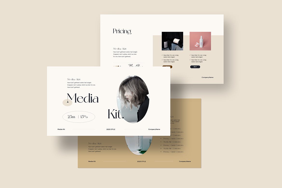 K0478 优雅轻奢女性产品莫兰迪风主题发布PPT+Keynote模版 Gloriya Media Kit Template-演示喵HUB