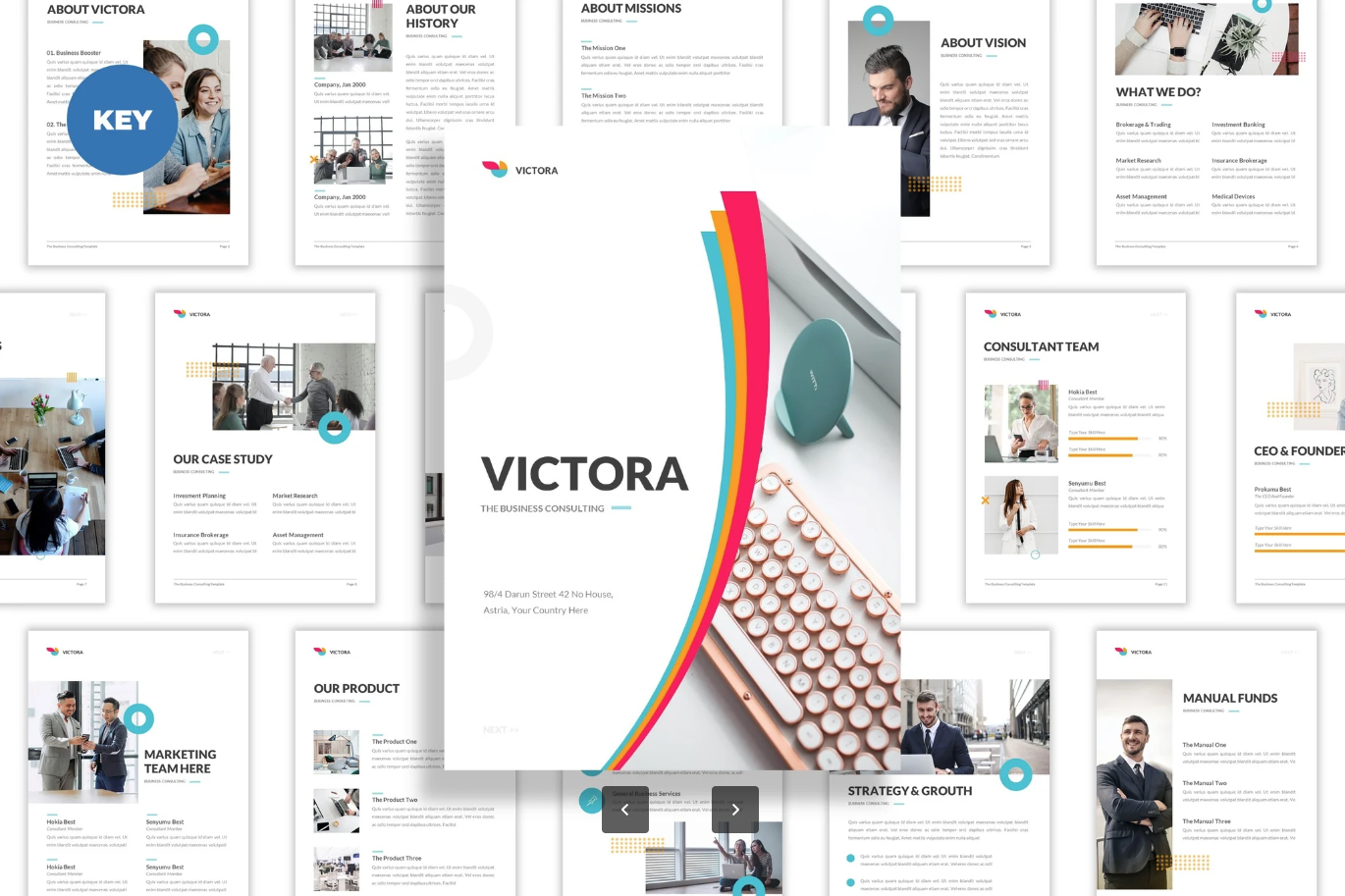 Victora高端商务PPT模板 企业汇报答辩A4可编辑 简约创意动态KeynoteVictora - Business Consuting A4 Keynote-演示喵HUB