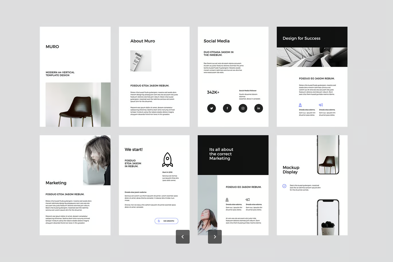 MURO现代简约A4竖版Keynote模板商务风PPT设计苹果专用可编辑MURO - Keynote Modern A4 Vertical Template-演示喵HUB