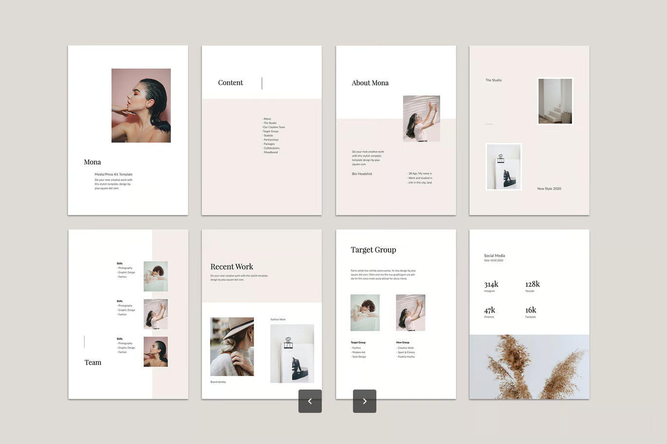MONA A4竖版Keynote模板 商务PPT媒体工具包 高端可编辑企业宣传MONA - A4 Vertical Keynote Media Kit Template-演示喵HUB