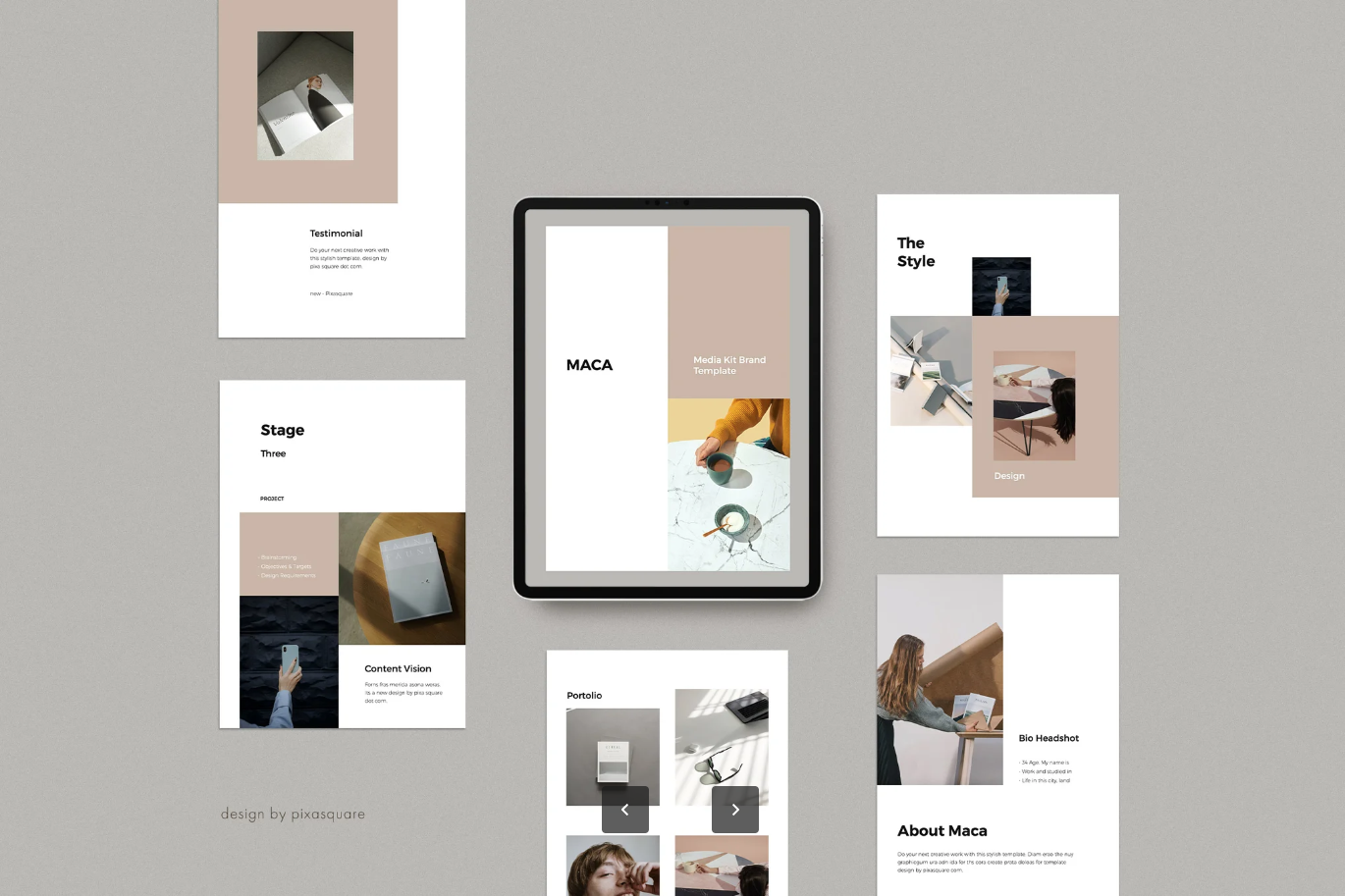 苹果专用高端商务风A4竖版Keynote媒体工具包可编辑PPT模板MACA - A4 Vertical Keynote Media Kit Template-演示喵HUB