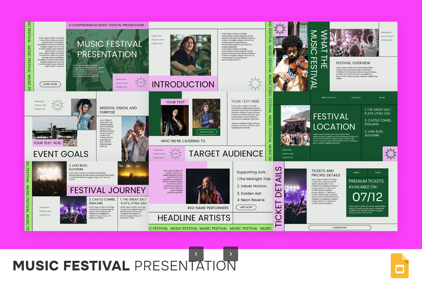 音乐节动态PPT模板ins风可编辑演唱会高端设计素材Music Festival-演示喵HUB