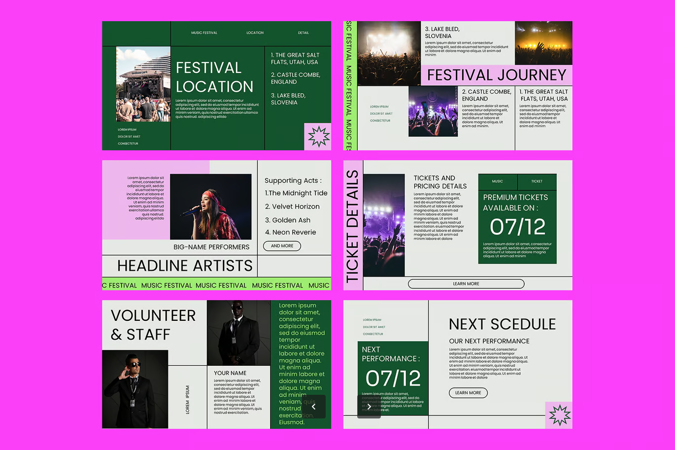 音乐节动态PPT模板ins风可编辑演唱会高端设计素材Music Festival-演示喵HUB