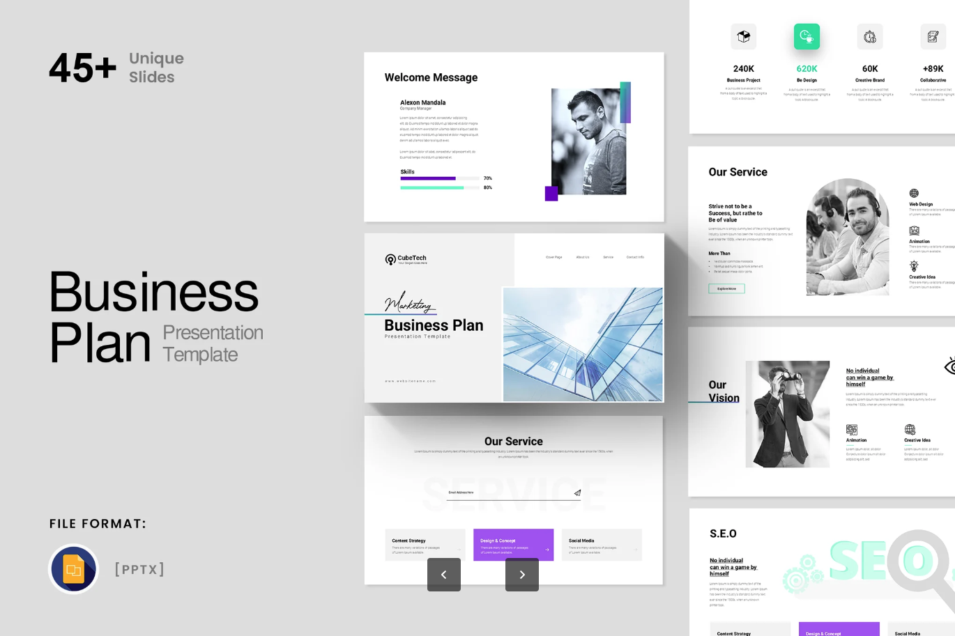 高端商业计划书PPT模板Google Slides可编辑极简风创业路演Business Plan Google Slides Presentation Template-演示喵HUB