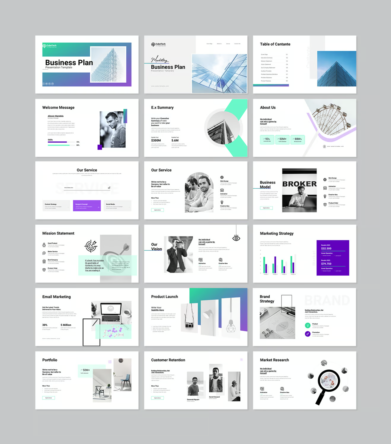 高端商业计划书PPT模板Google Slides可编辑极简风创业路演Business Plan Google Slides Presentation Template-演示喵HUB