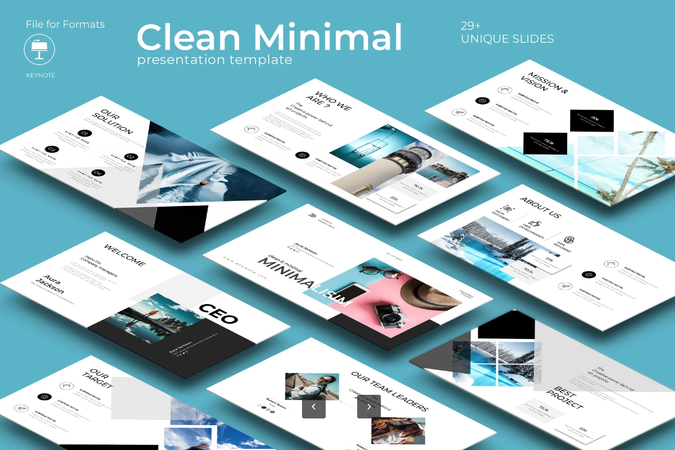 苹果Keynote极简模板商务学术两用可编辑高级感PPT素材Clean Minimal Keynote Template-演示喵HUB
