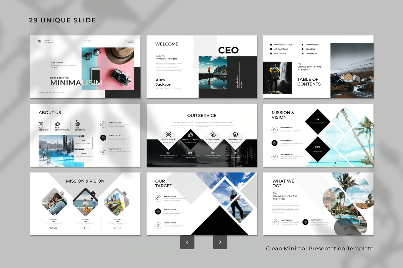 苹果Keynote极简模板商务学术两用可编辑高级感PPT素材Clean Minimal Keynote Template-演示喵HUB