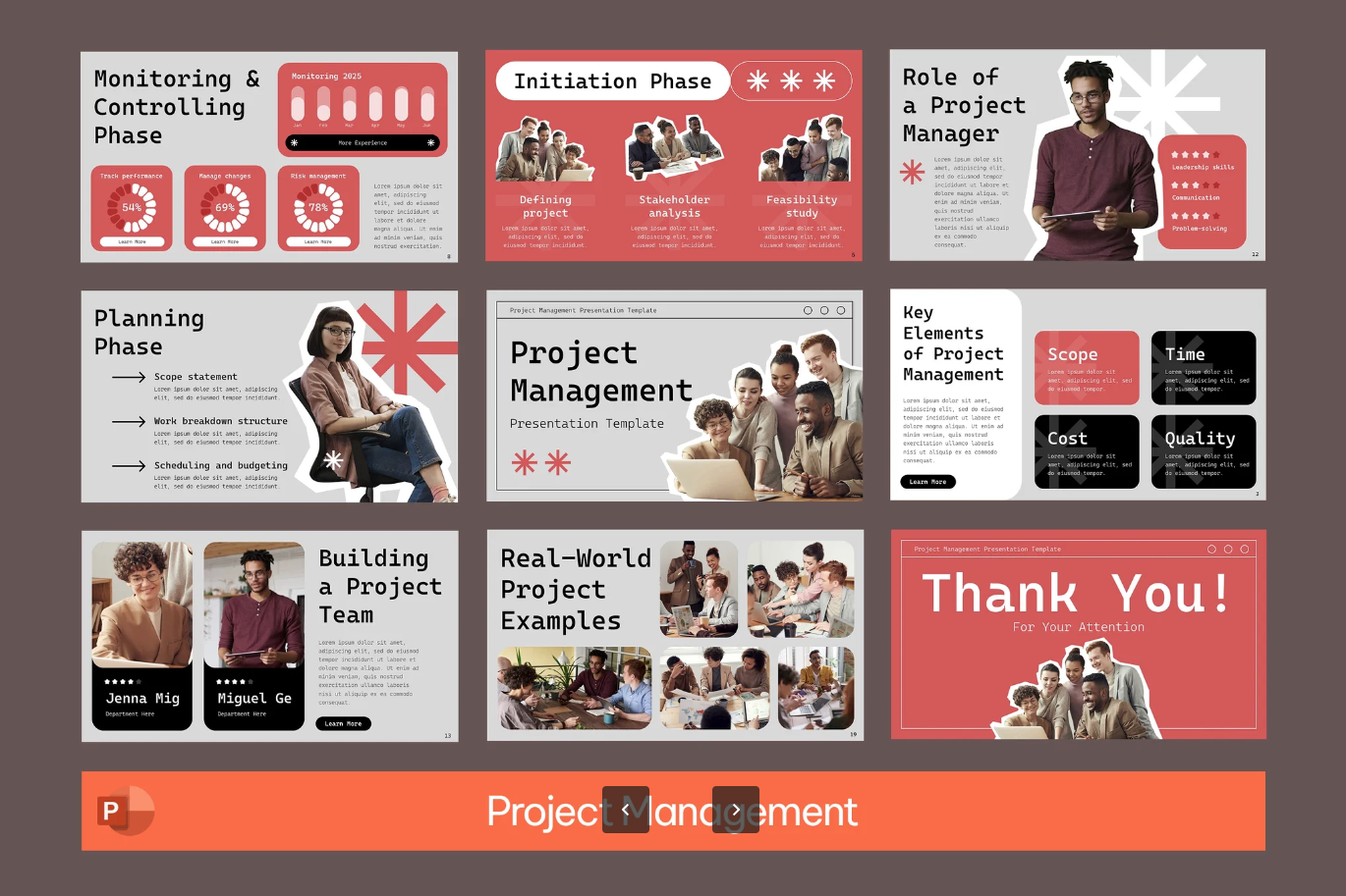 项目管理PPT模板可编辑商务风高级感汇报必备甘特图一键套用Project Management-演示喵HUB