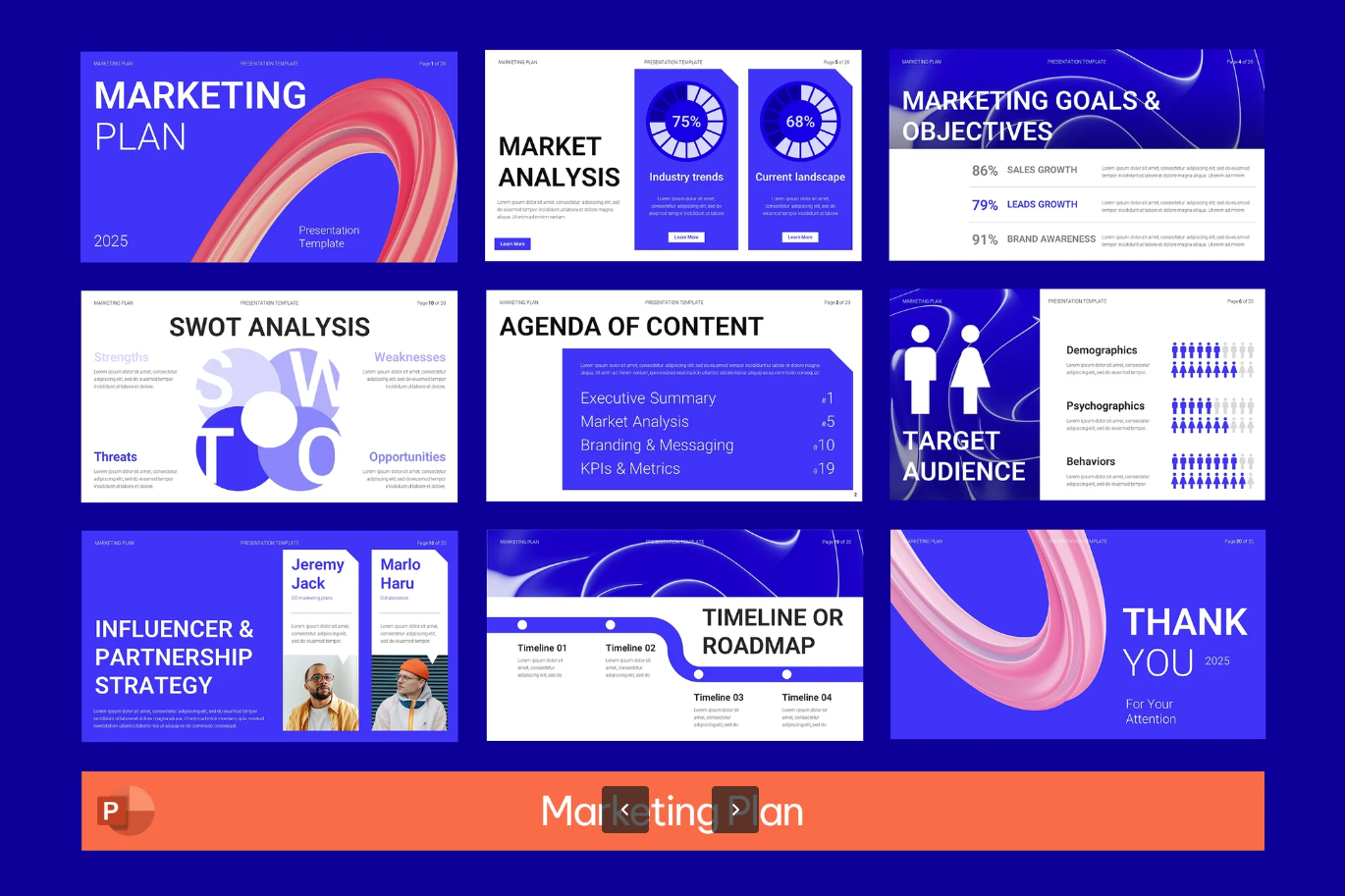 可编辑高端商务Marketing Plan动态PPT模板ins风毕业答辩年终总结Marketing Plan-演示喵HUB
