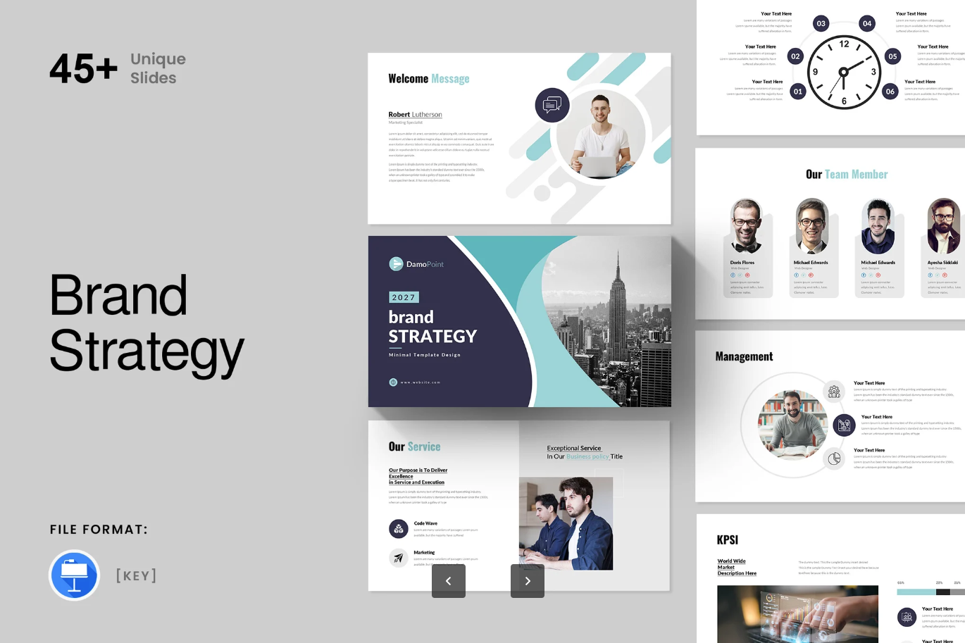 高端品牌策划Keynote模板 商务战略PPT可编辑 极简风动态设计Brand Strategy Keynote Presentation Template-演示喵HUB