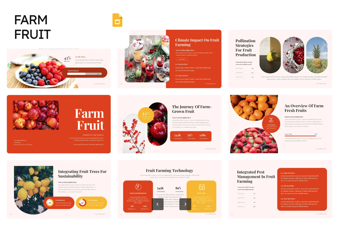 高端可编辑农场水果PPT模板创意清新农业农产品商务幻灯片Farm Fruit-演示喵HUB
